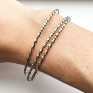 Set of 3 vintage silver twisted bangle bracelets